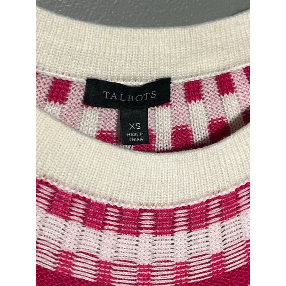 NWT Talbots Gray, Pink, Cream Color Cotton Mix XS Sweater‎ - Picture 3 of 4